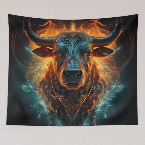 Item preview, Hologram Bull wall art designed and sold by Cuddleslug.