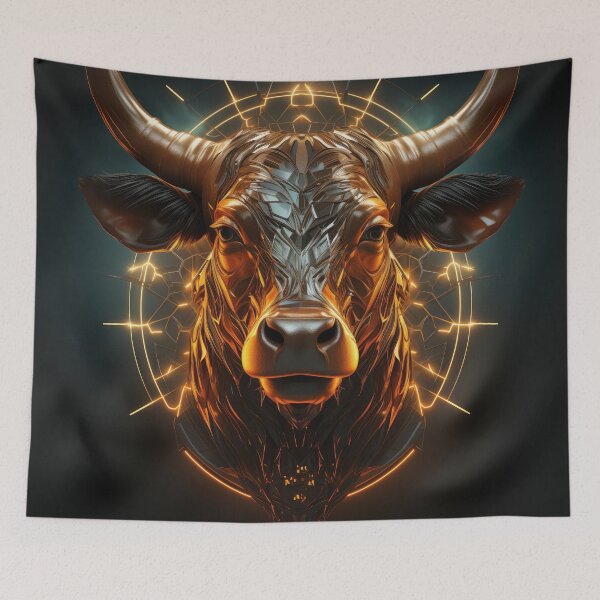 Item preview, Hologram Bull wall art designed and sold by Cuddleslug.