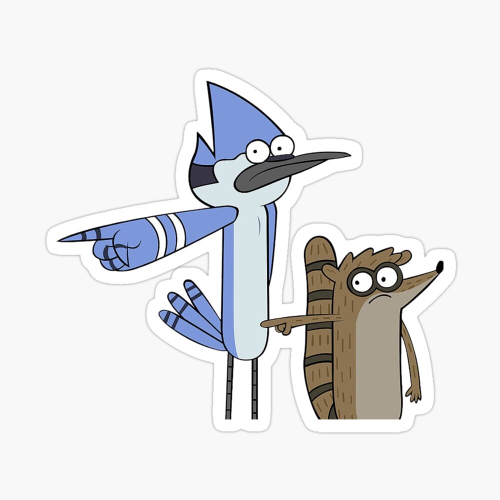 Mordecai and Rigby Pointing