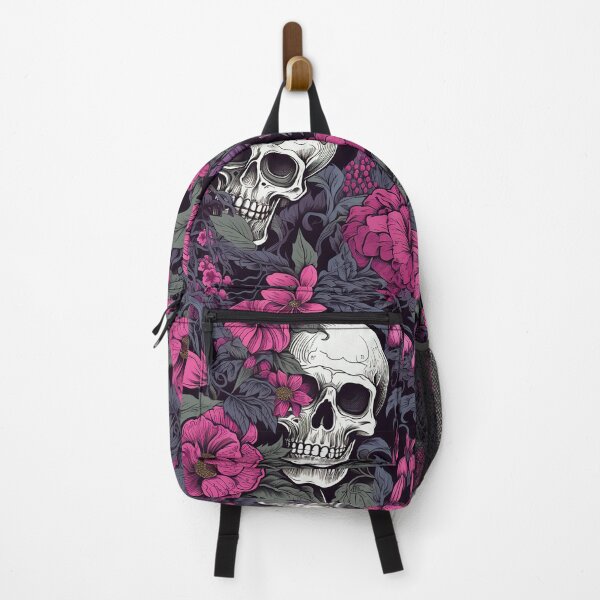 Item preview, Pink and Purple Floral Skull Pattern designed and sold by Driftwood Spirits.