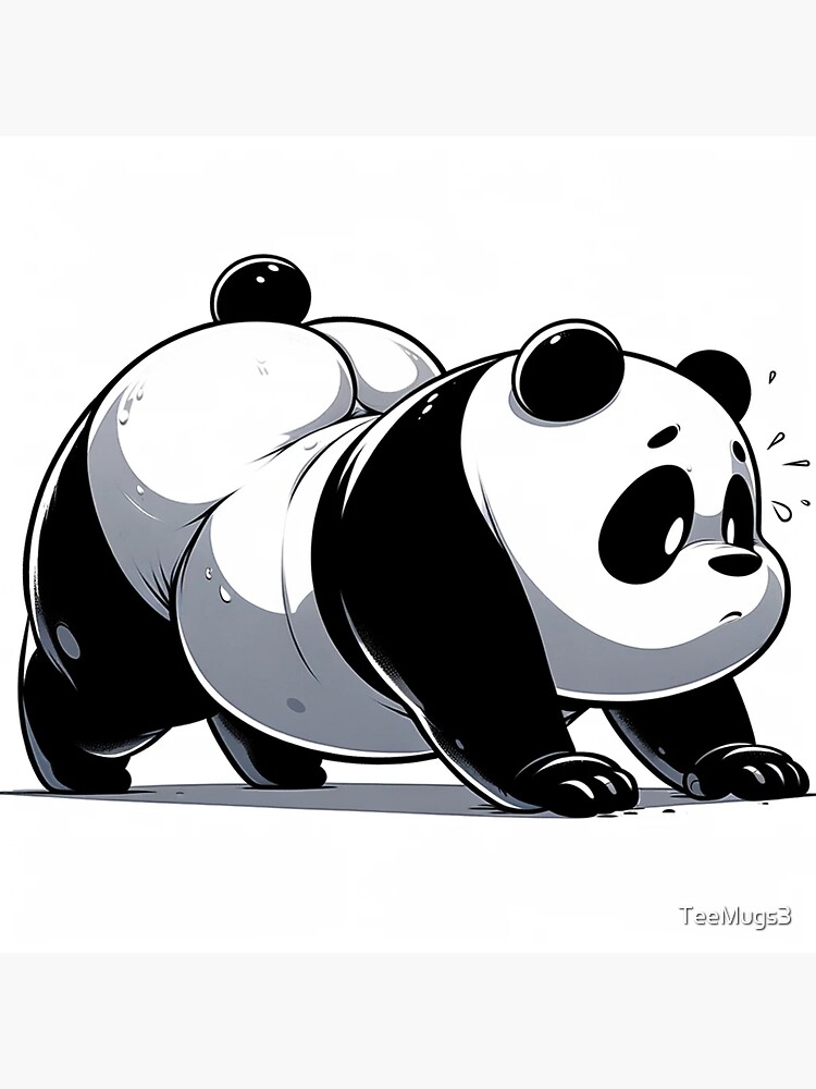 Thumbnail 3 of 3, Sticker, Struggling Panda Workout designed and sold by TeeMugs3.