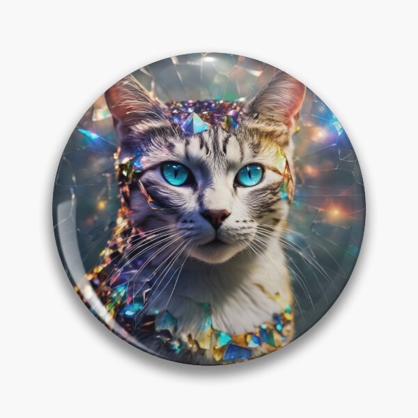 Artikelvorschau, Bunte blauäugige kosmische Katze mit glitzerndem Schmuck.Astrocat entworfen und verkauft von By-Jeff.