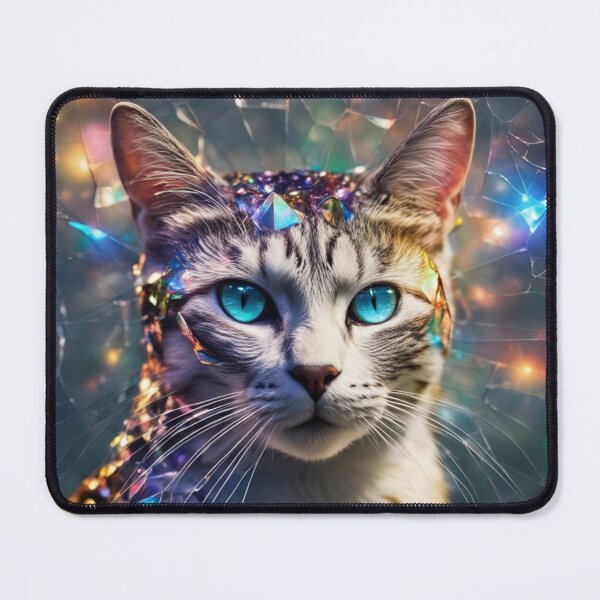 Item preview, Colorful Blue Eyed Cosmic Cat with Sparkly Jewelry.Astrocat designed and sold by By-Jeff.