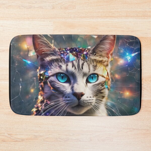 Item preview, Colorful Blue Eyed Cosmic Cat with Sparkly Jewelry.Astrocat designed and sold by By-Jeff.