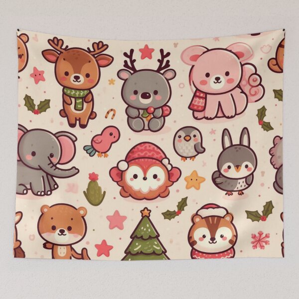 Item preview, Repeating Christmas Animal Pattern designed and sold by FuzyFriendHaven.