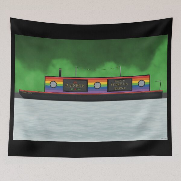 Artikelvorschau, Rainbow Narrowboat (mit Hintergrund) entworfen und verkauft von MadeByGeeClowes.