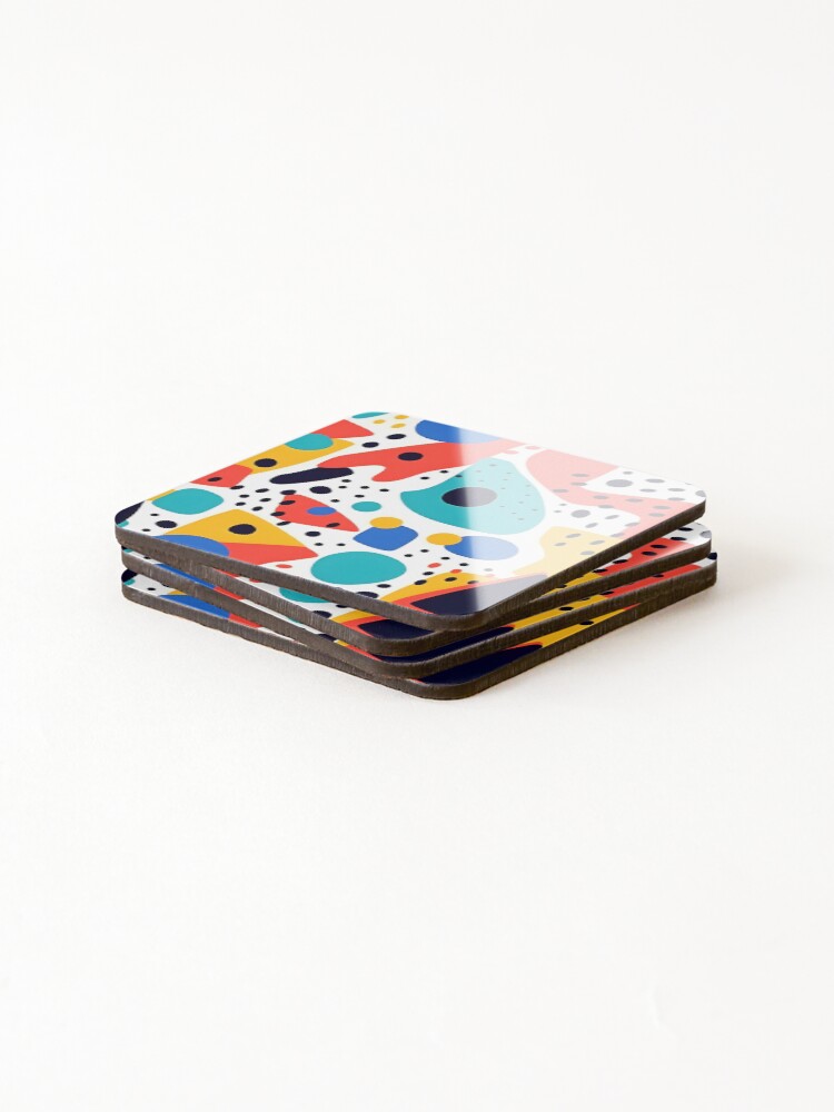 Thumbnail 4 of 5, Coasters (Set of 4), Fun Color Abstract Doodle Pattern designed and sold by Bomba-Visual.