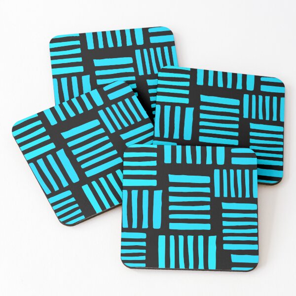 Item preview, Aqua And Blue Scatter Line Pattern On Black designed and sold by DEC02.