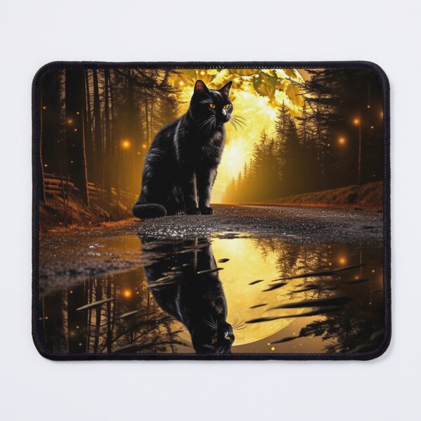 Item preview, black cat with a full moon forest designed and sold by abundancevibes.