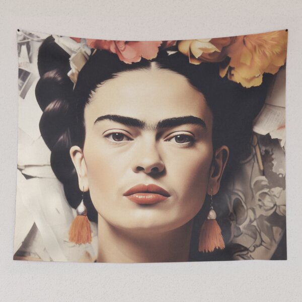 Item preview, Portrait Frida Kahlo floral boho style designed and sold by Carinaprint.