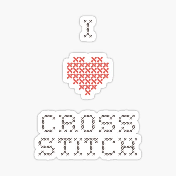 I Love Cross-Stitch Sticker