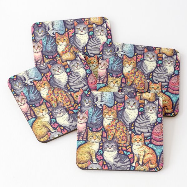 Item preview, Cats in Colorful Harmony designed and sold by onlycatdesigns.