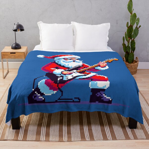 Item preview, 8-bit Pixel Art Santa Claus with Electric Guitar - Festive Rock designed and sold by PixelPunkster.