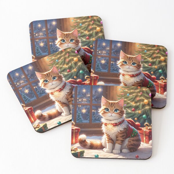 Item preview, Cute tender Christmas cat in Santa Claus suit and Christmas gifts. Merry christmas designed and sold by By-Jeff.