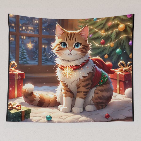 Item preview, Cute tender Christmas cat in Santa Claus suit and Christmas gifts. Merry christmas designed and sold by By-Jeff.