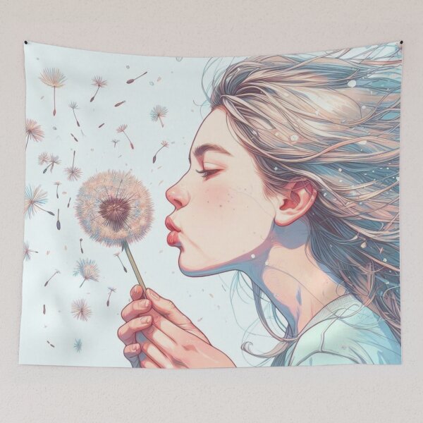 Item preview, Girl blowing dandelion seeds. designed and sold by growing-mom.