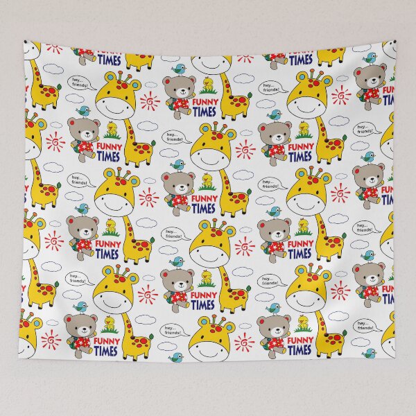 Item preview, cute giraffe with friend animal, yellow giraffe with friend animal, cute giraffe with bear  designed and sold by GreyStanzione1.