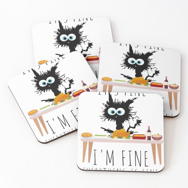 Item preview, Funny Thanksgiving It's Fine I'm Fine Cat Design designed and sold by Orrluxbiz.