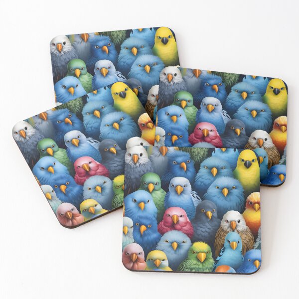 Item preview, Colourful budgie bird in action designed and sold by ArtByNRJ.