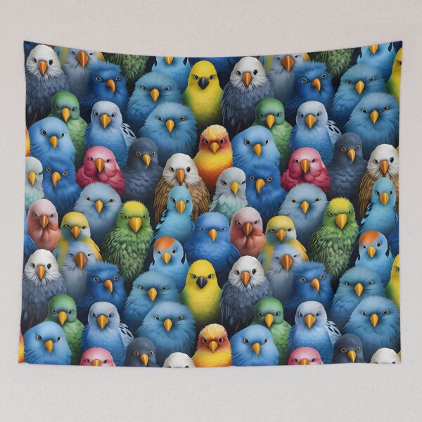 Item preview, Colourful budgie bird in action designed and sold by ArtByNRJ.