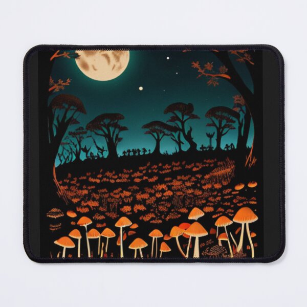 Item preview, Midnight Full Moon Glowing Orange Mushroom Field designed and sold by AlteredNature.