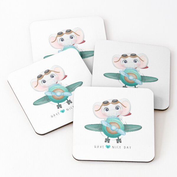 Item preview, little elephant pilot flying, cute elephant flying in airplane, elephant pilot flying on airplane designed and sold by GreyStanzione1.