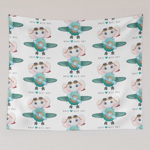 Item preview, little elephant pilot flying, cute elephant flying in airplane, elephant pilot flying on airplane designed and sold by GreyStanzione1.