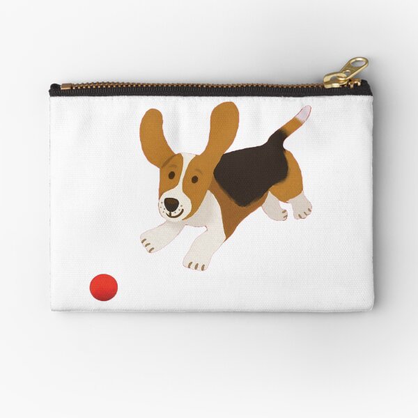 happy basset hound Zipper Pouch