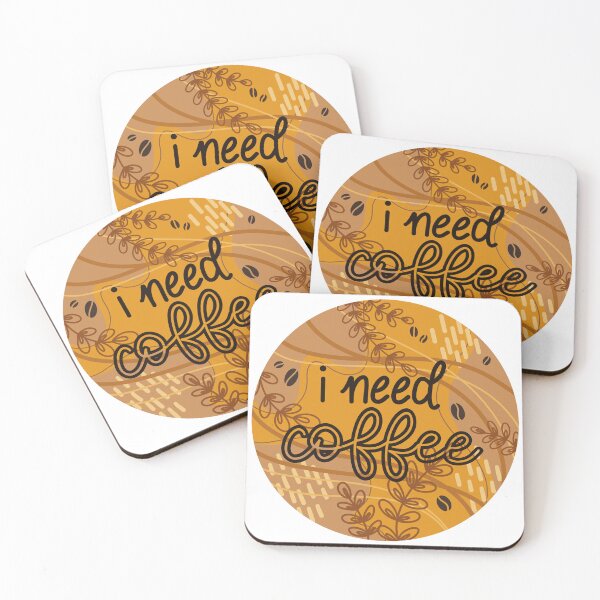 Item preview, I Need Coffee Modern Floral Coffee Bean Orange and Brown designed and sold by serafineaandd.