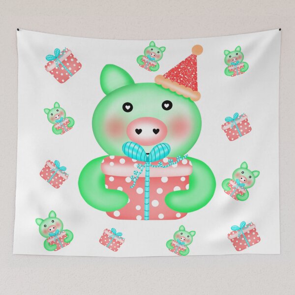 Item preview, Cute christmas pig with present  designed and sold by Onanong2531.