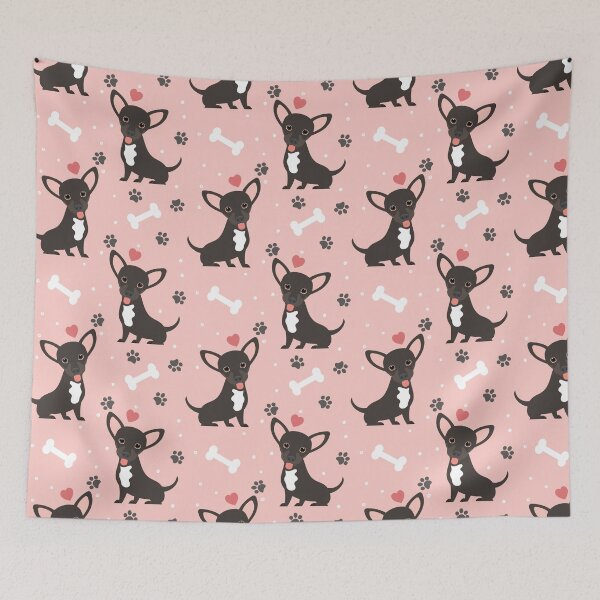 Item preview, Black White Chiweenie Dachshund Chihuahua Mix Upright Ears designed and sold by Lulupainting.