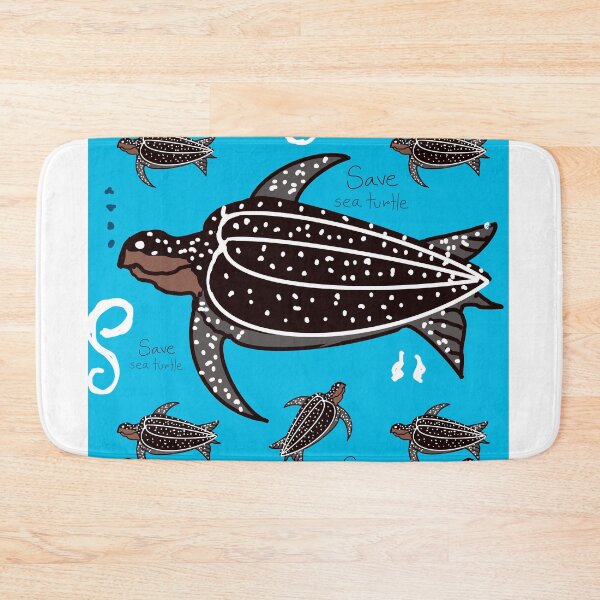 Item preview, Black leatherback, turtle sea turtle on blue background designed and sold by NarongStocker37.