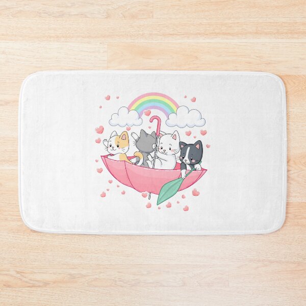 Item preview, cats in upside-down umbrella, cute cats in upside-down umbrella, cats under heart rain designed and sold by GreyStanzione1.