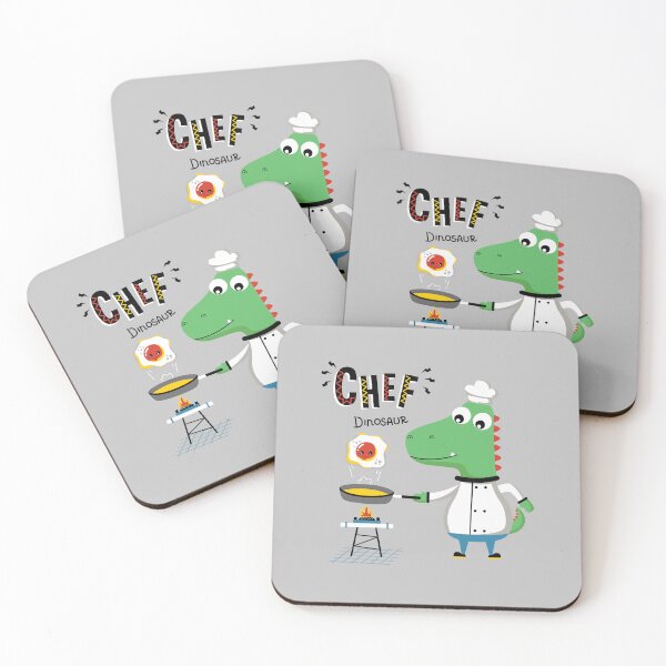 Item preview, cool dinosaur chef making omelet, cute dinosaur chef fried egg, cartoon dinosaur chef in the kitchen designed and sold by GreyStanzione1.