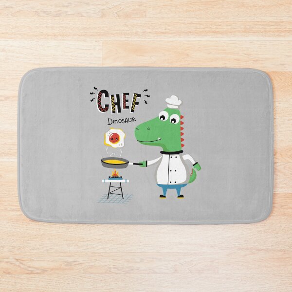 Item preview, cool dinosaur chef making omelet, cute dinosaur chef fried egg, cartoon dinosaur chef in the kitchen designed and sold by GreyStanzione1.
