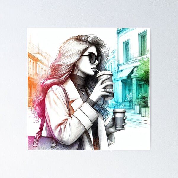 Woman Drinking Coffee Posters for Sale