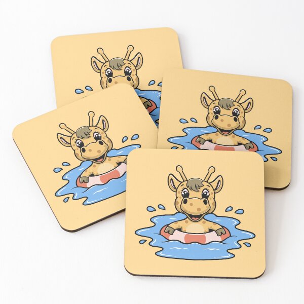 Item preview, Cute giraffe swimming cartoon illustration designed and sold by cubbone.