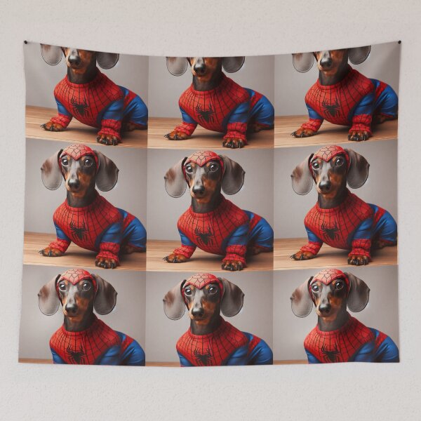 Item preview, Dachshund SpiderDog the Superhero #1 designed and sold by AIrtisticPrints.