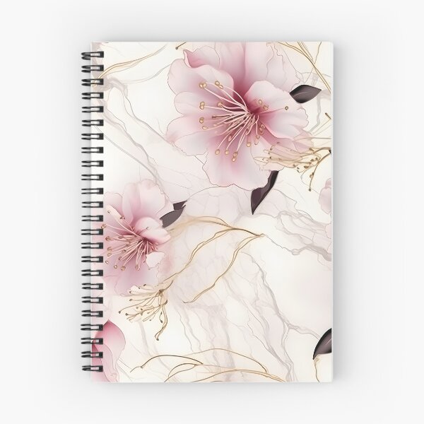 Item preview, japanese Flora in Dreamy Pastel: Seamless Pattern with Alcohol Ink Texture and Gold Accents designed and sold by aiartbay.