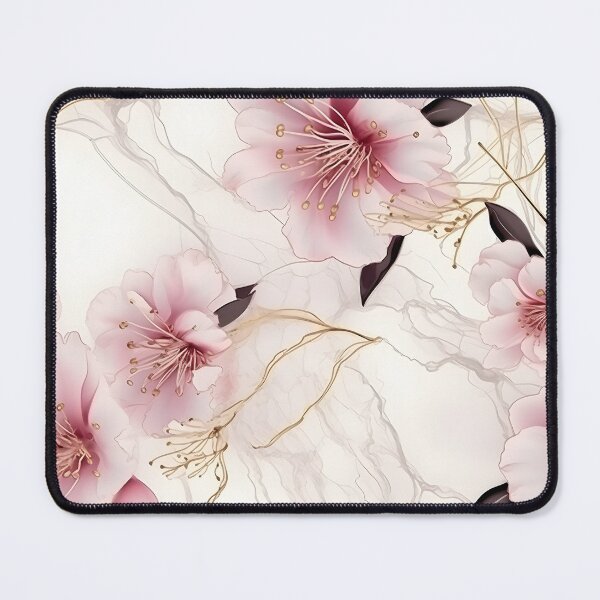 Item preview, japanese Flora in Dreamy Pastel: Seamless Pattern with Alcohol Ink Texture and Gold Accents designed and sold by aiartbay.