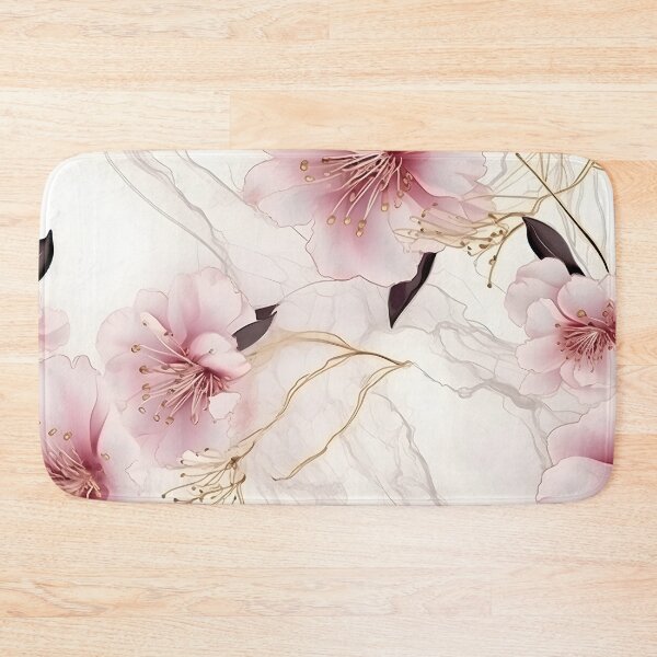 Item preview, japanese Flora in Dreamy Pastel: Seamless Pattern with Alcohol Ink Texture and Gold Accents designed and sold by aiartbay.