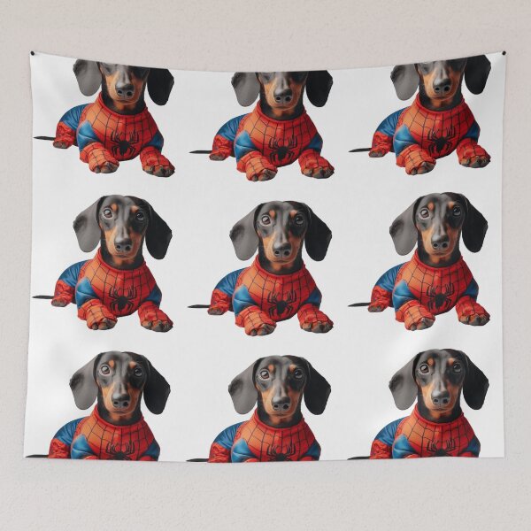 Item preview, Dachshund SpiderDog the Superhero no background #2 designed and sold by AIrtisticPrints.
