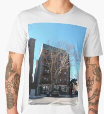 Apartment, New York, Manhattan, Brooklyn, New York City, architecture, street, building, tree, car, pedestrians, day, night, nightlight, house, condominium,  Men's Premium T-Shirt