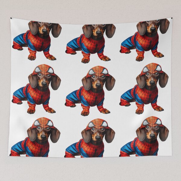 Item preview, Dachshund SpiderDog the Superhero no background #3 designed and sold by AIrtisticPrints.