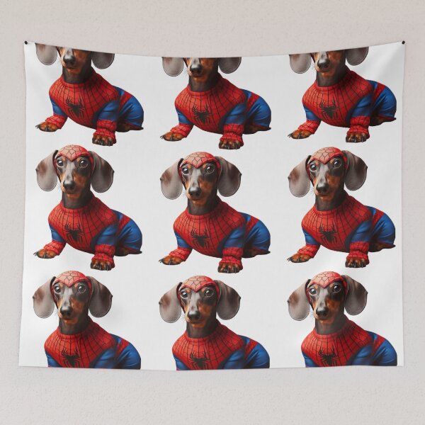 Item preview, Dachshund SpiderDog the Superhero no background #1 designed and sold by AIrtisticPrints.