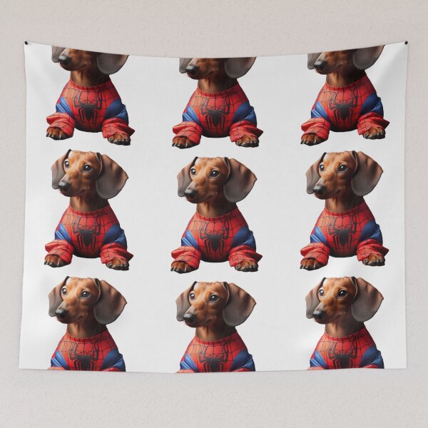 Item preview, Dachshund SpiderDog the Superhero no background #4 designed and sold by AIrtisticPrints.