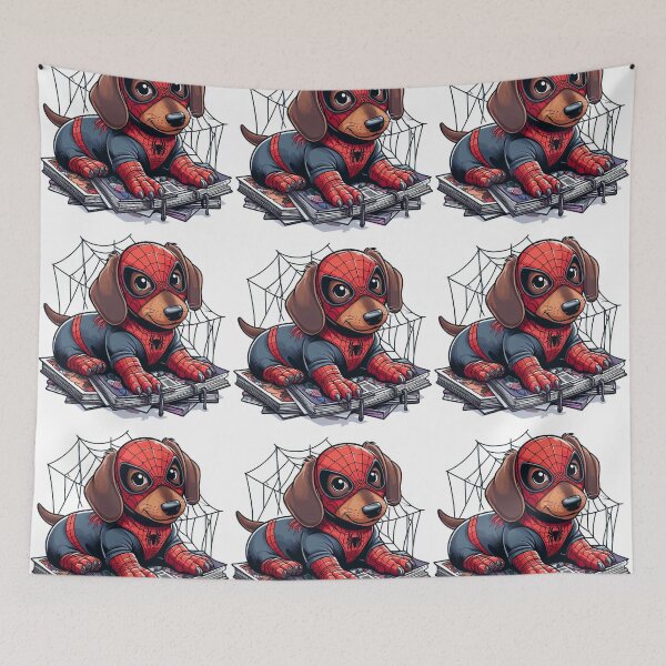 Item preview, Dachshund SpiderDog the Superhero Cartoon #2 designed and sold by AIrtisticPrints.
