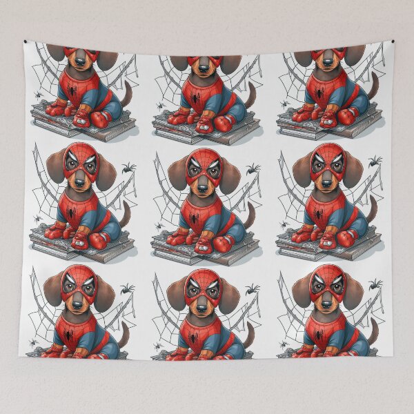 Item preview, Dachshund SpiderDog the Superhero Cartoon #4 designed and sold by AIrtisticPrints.