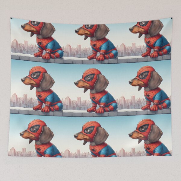 Item preview, Dachshund SpiderDog the Superhero Cartoon #5 designed and sold by AIrtisticPrints.