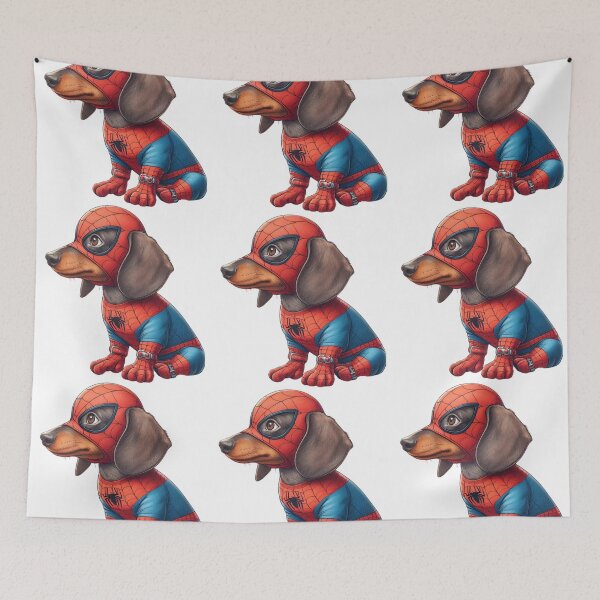 Item preview, Dachshund SpiderDog the Superhero Cartoon no background #5 designed and sold by AIrtisticPrints.